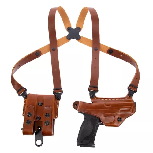 Galco MC248 Miami Classic Shoulder System Size Fits Chest Up To 56″ Tan Leather Fits Sig P220 Fits Sig P226 Fits Browning BDA Right Hand