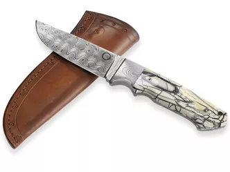 Gaston J. Glock - Glock 35.40 Caliber Balbach Damascus Knife, White Mammoth Ivory Handle
