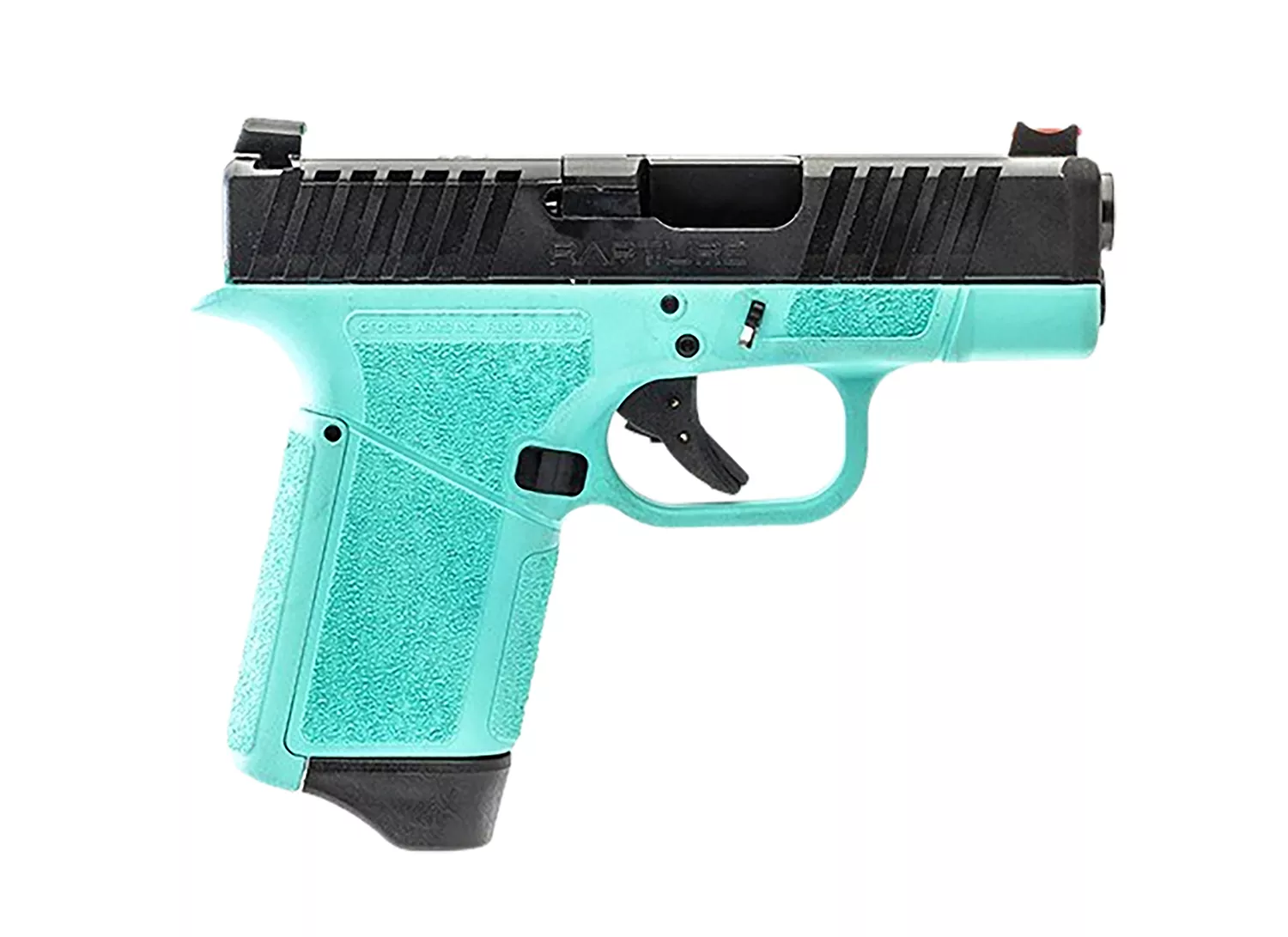 Gforce Arms GF932512RB RaptureSub-Compact Frame 9mm Luger 12+1 3.25" Black Barrel, Black Cerakote Steel Optic Cut/Serrated Slide, Robin Egg Blue Cerakote Polymer Frame, Shield RMSc/RMR Footprint