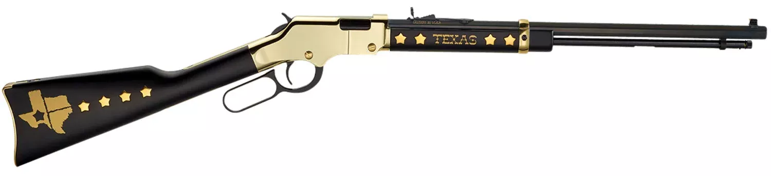 Henry H004TX Golden Boy Texas Tribute Full Size 22 Short, 22 Long, 22 LR, 16 LR/21 Short, 20″ Blued Barrel, Brasslite Metal Finish & American Walnut Stock Right Hand