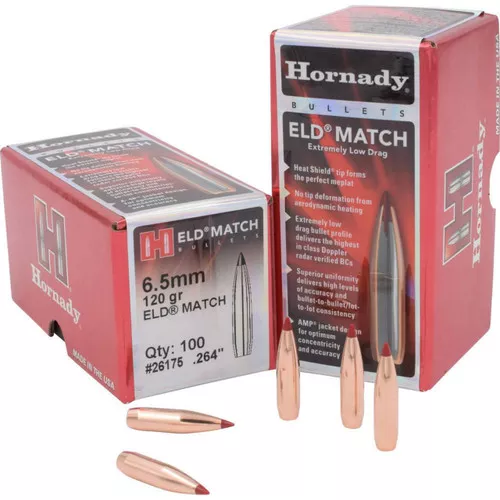 Hornady 26175 ELD Match6.5mm .264 120 gr Extremely Low Drag Match 100 Per Box 25 Case UPC: 090255261752