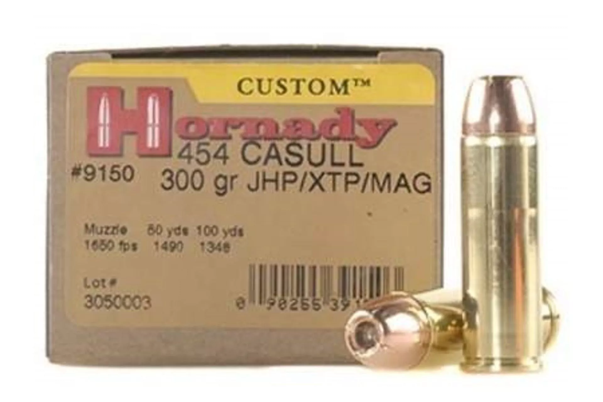 Hornady Custom .454 Casull 300 Grain eXtreme Terminal Performance Centerfire Ammo – 20 Rds – 9150