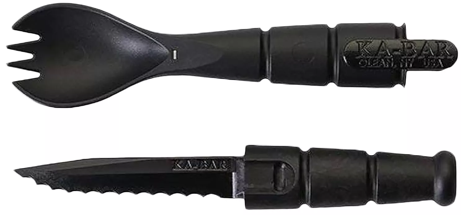 Ka-Bar 9909 Spork/KnifeBlack Creamid 2.50" Serrated 6.88" Long