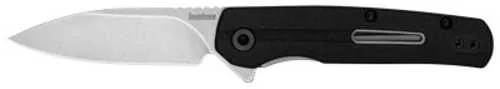 Kershaw Korra, 2.75" Folding Knife, Drop Point Blade Plain Edge, Glass Filled Nylon Handle, 5Cr15MoV Steel, Stonewashed Finish, Black 1409