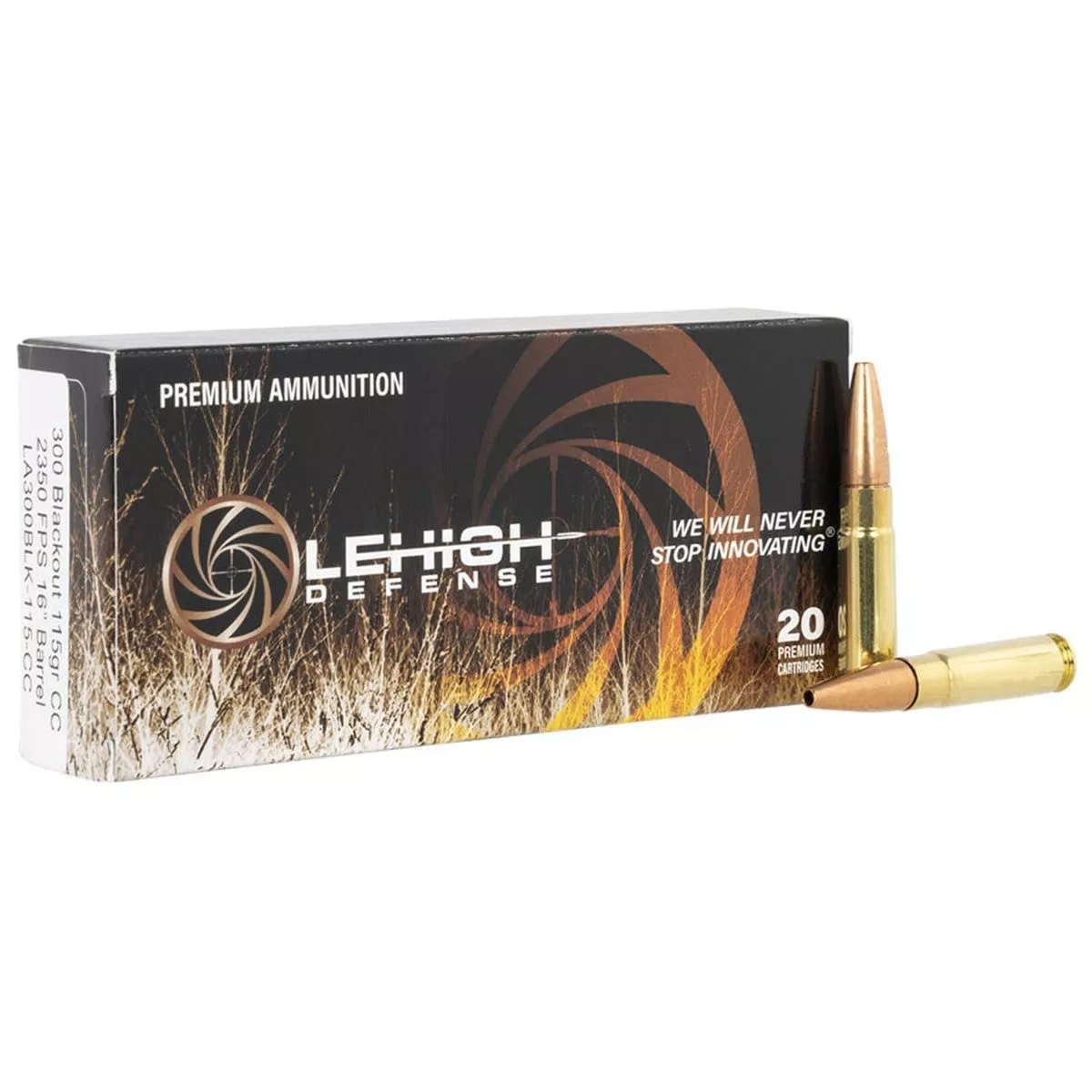Lehigh Defense LA300BLK115CC Controlled Chaos 300 Blackout 115 gr Lehigh Defense Controlled Chaos Rifle Ammo – 20 Rounds – LA300BLK115CC
