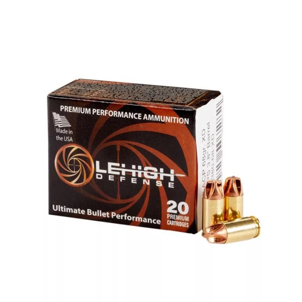 Lehigh Defense LA38068XD Xtreme Defense Home Defense 380 ACP 68 gr Lehigh Defense XD FMT Handgun Ammo – 20 Rounds – LA38068XD