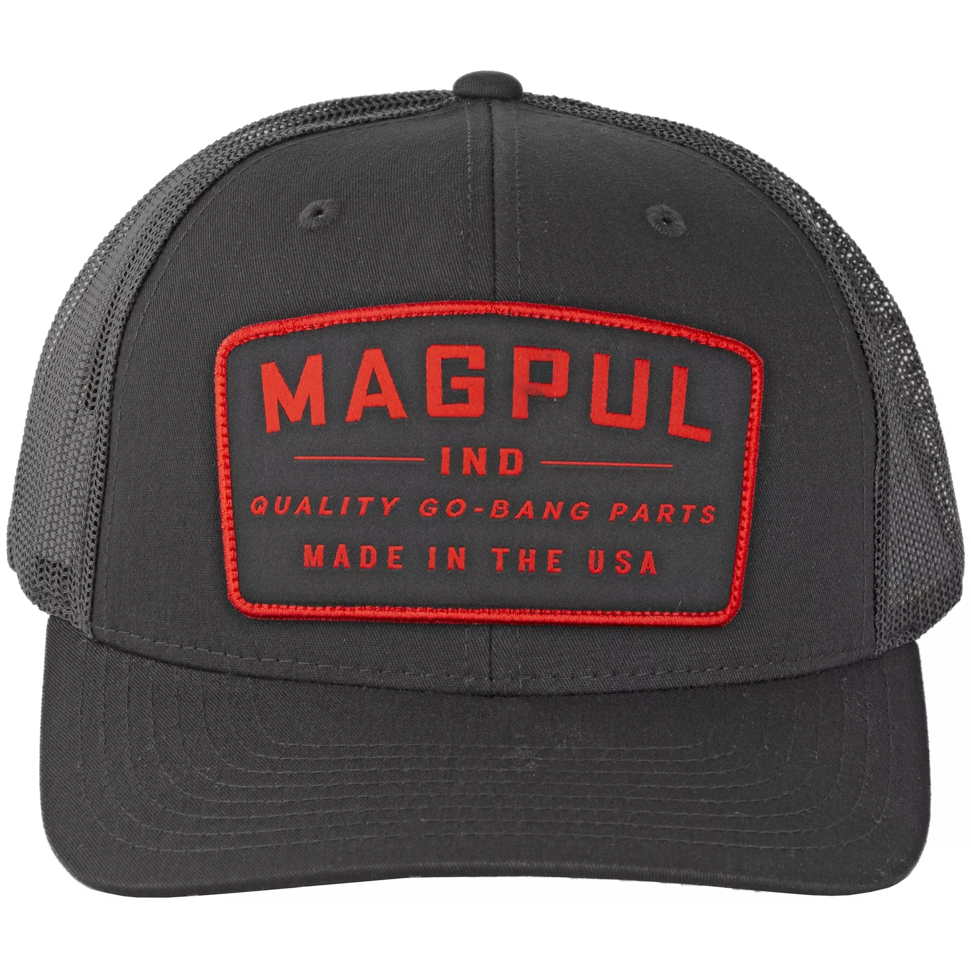 MAGPUL GO BANG TRUCKER HAT BLACK/RED FRONT/BLACK MESH BACK