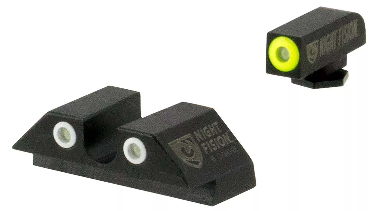 Night Fision GLK002007YGW Tritium Night Sights For GlockGreen Tritium Yellow Outline Front Sight- Green Tritium White Outline Rear Sight Glock 20/21/29/30/36/40/41