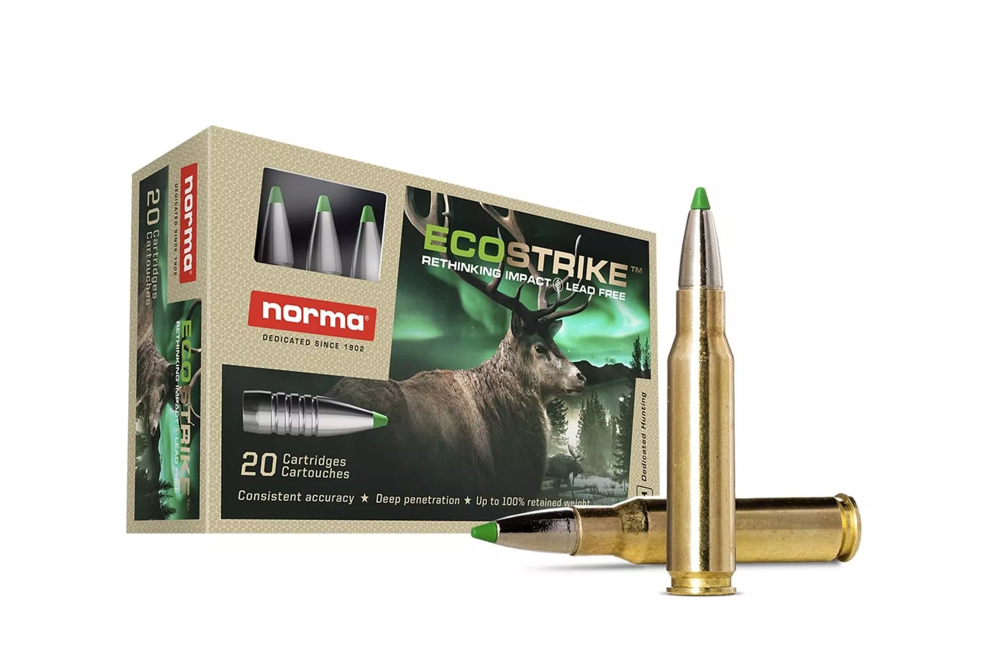 Norma ECOSTRIKE 308 Winchester 150gr Polymer Tip Lead-Free Rifle Ammo – 20 round box – 20177562