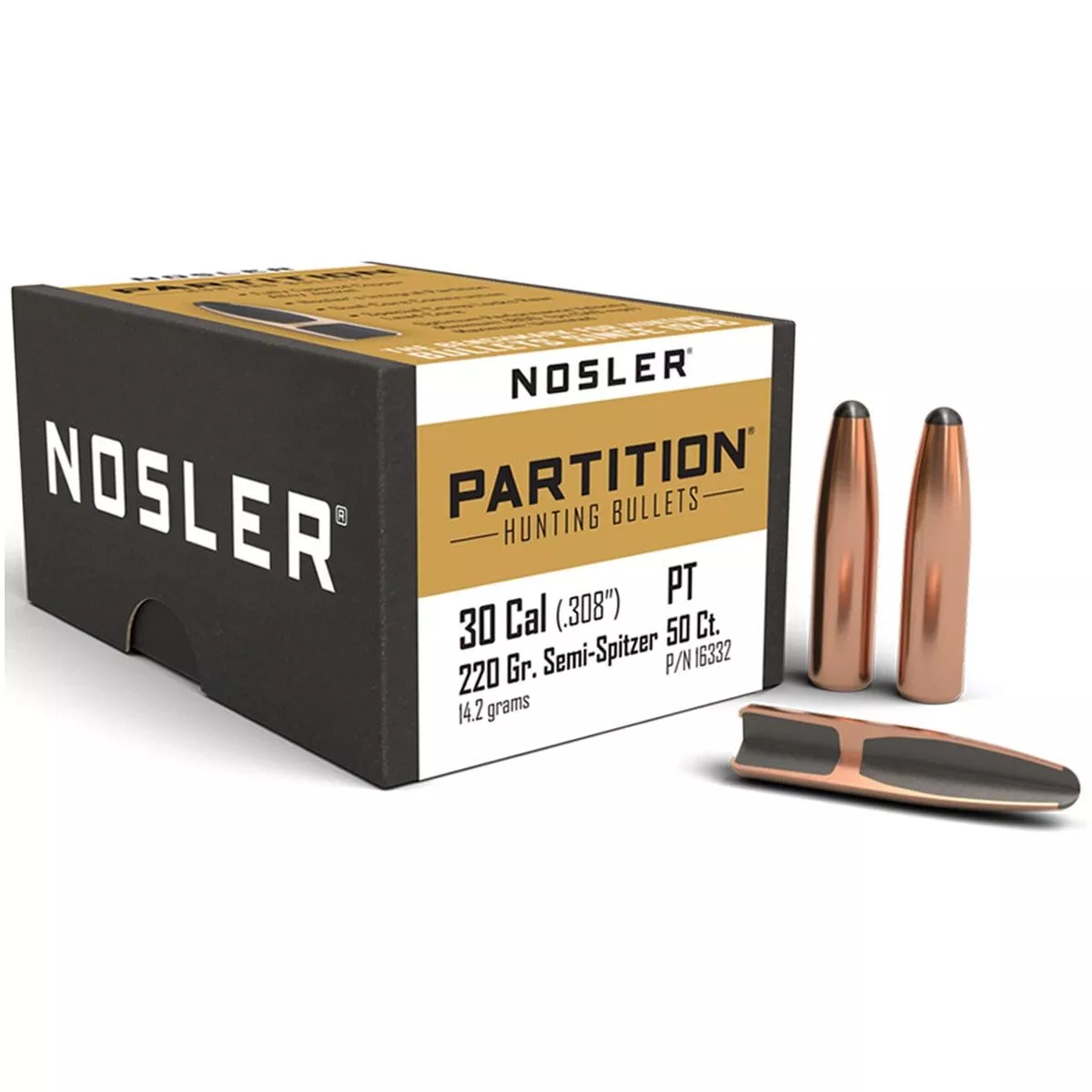 NOS 30CAL .308 220GR SEMI SP PARTITION Rifle Ammo – 50 Rounds – 54041163323