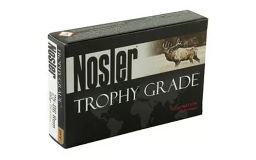 Nosler Trophy Grade Hyper Velocity Centerfire Ammunition, 25-06 Remington, Nosler Spitzer Partition, 100 Grain – 20 Cartridge Box ( 20 / 1 )