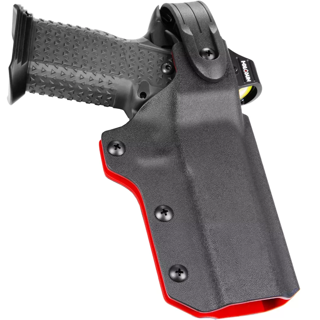 OWB 2011 / 1911 Level 2 Kydex Red Black Holster Optics Cut Double Stack