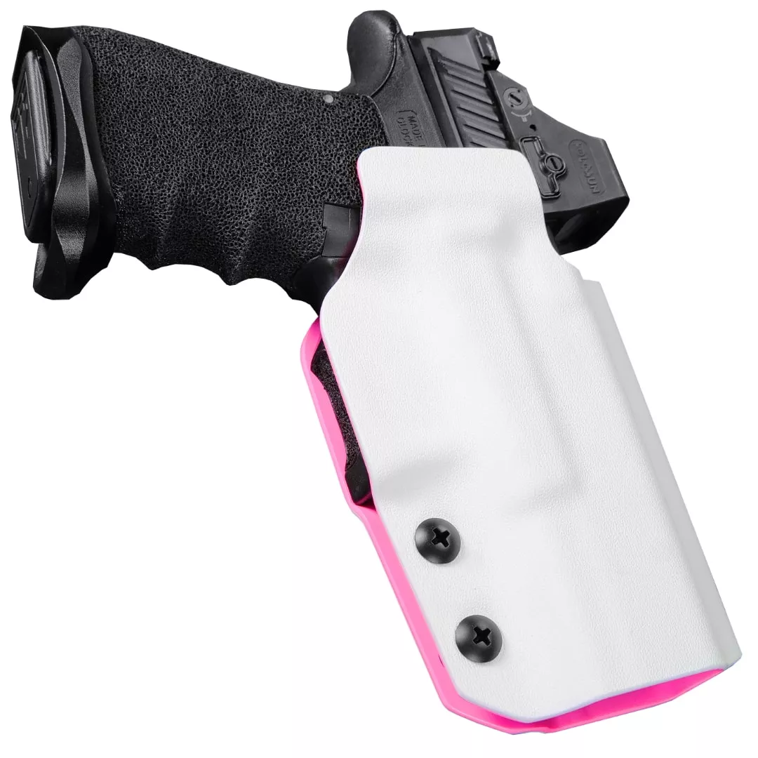 OWB Fits Glock 19 Gen 3 4 5 Pink / White Kydex Molle Open Carry Retention Holster Right Handed