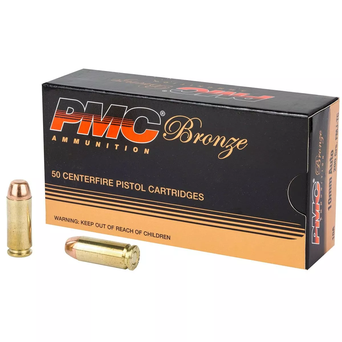 PMC 10A Bronze 10mm Auto 200 gr Full Metal Jacket Truncated-Cone (TCFMJ) Handgun Ammo – 50 Rounds – 74095