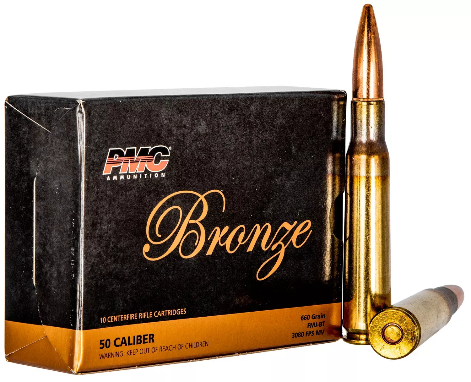 PMC Bronze .50 BMG 660 Grain Full metal jacket, 10-Round Box