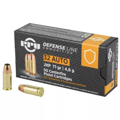 Prvi Partizan Prvi Partizan PPU 32ACP Handgun Defense Hollow Point Ammunition - 71 Grain, 50 Rounds per Box