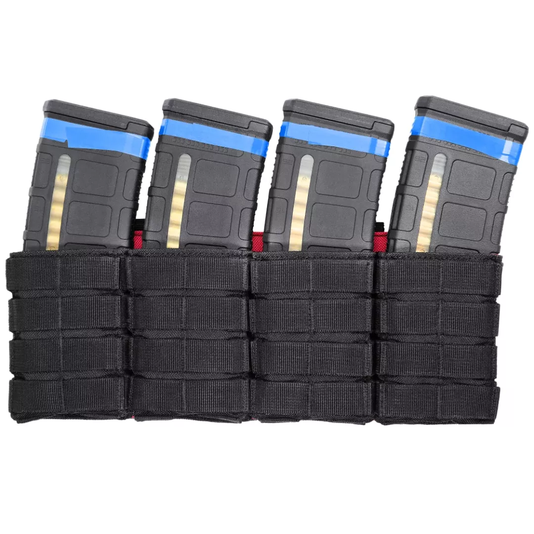 Quad 5.56 Rifle Magazine Pouch Molle Elastic Retention