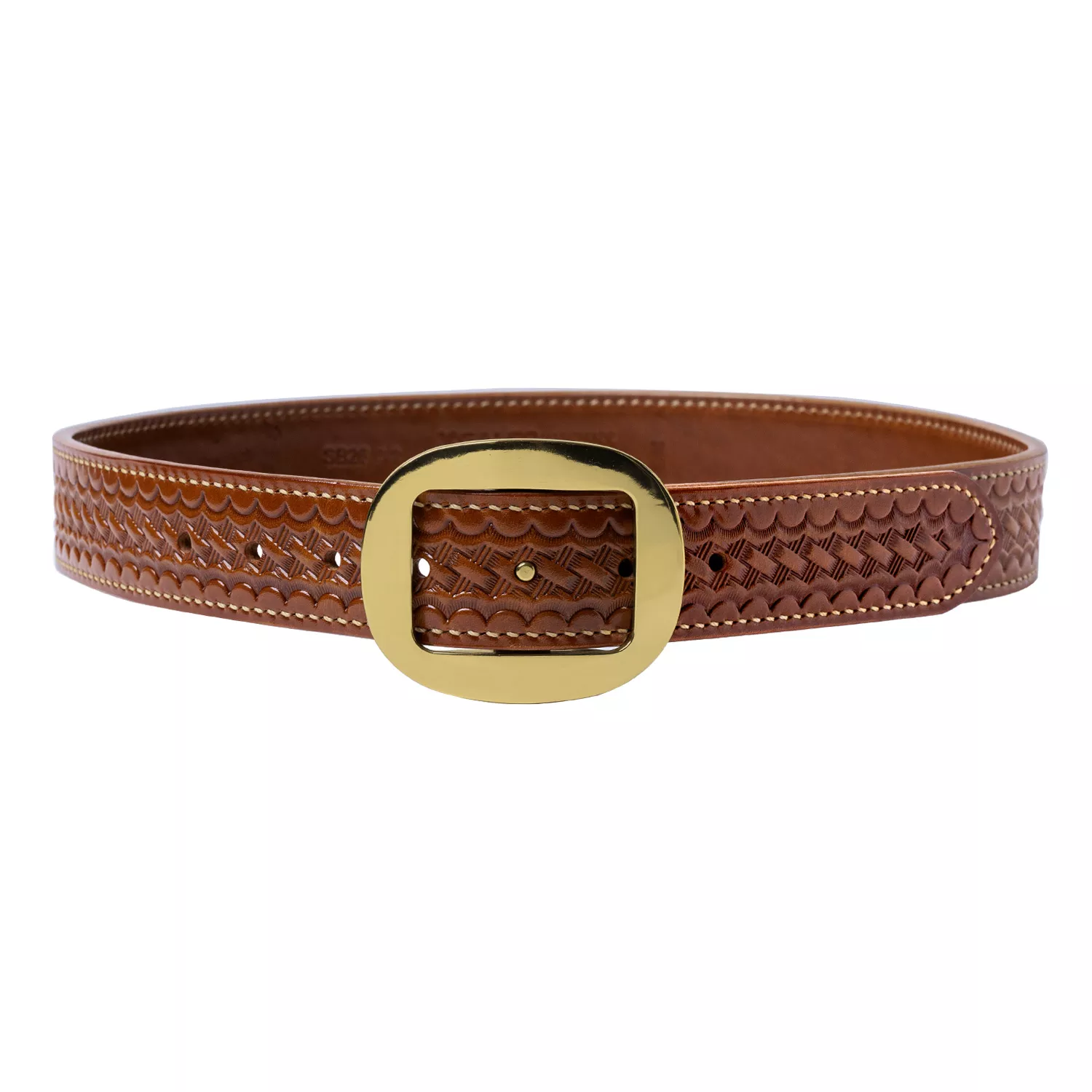 SB26 CENTER POST FLAT BACK BASKET STAMPED HOLSTER BELT 1 1/2"