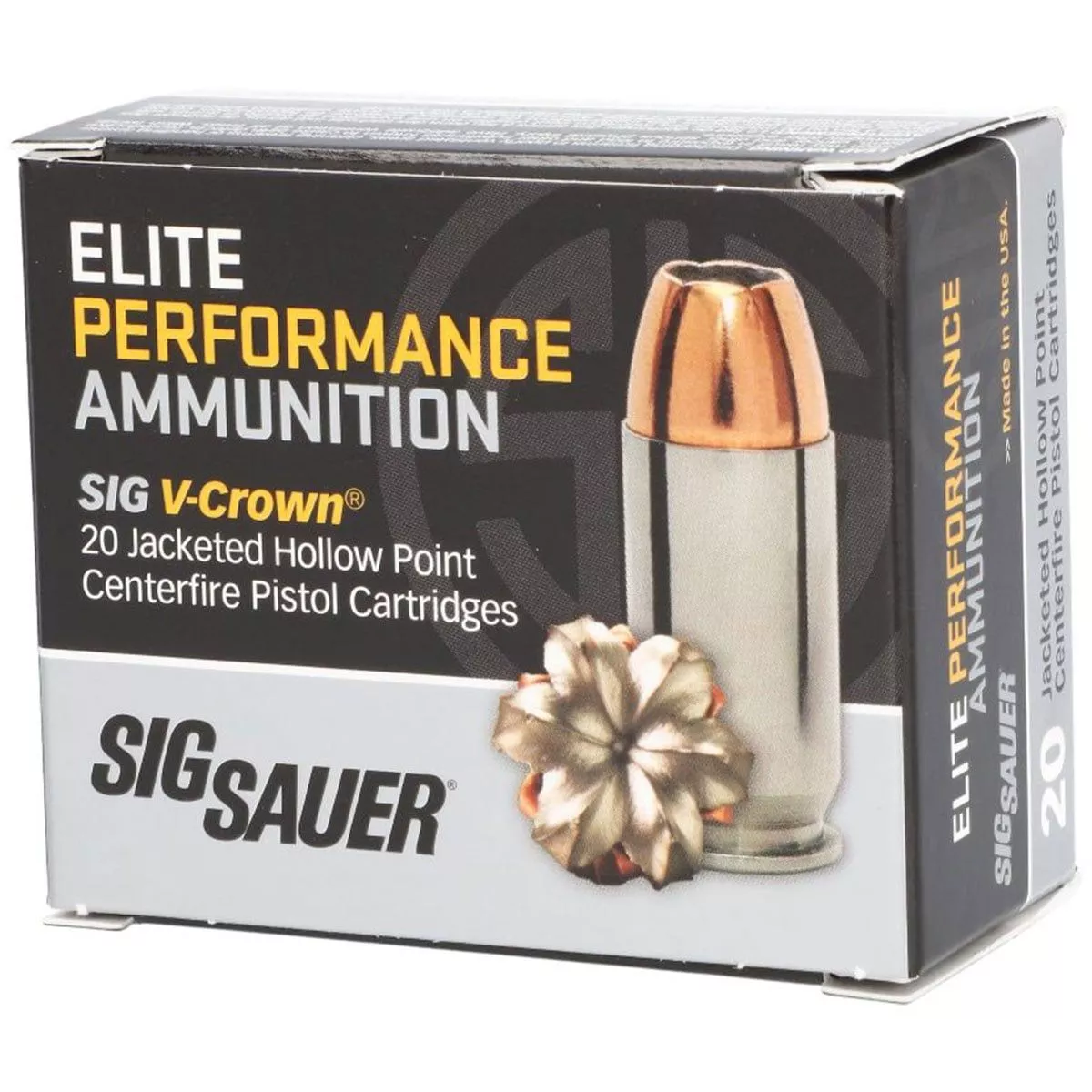 Sig Sauer E40SW1-20 40 S&W 165Gr Elite V-Crown JHP Ammo Handgun Ammo – 20 Rounds – E40SW1-20