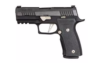Sig Sauer, P320, AXG Equinox, Custom Works, Striker Fired, Semi-automatic, Metal Frame Pistol, 9mm, 3.9″ Barrel, Alloy, Black, AXG Modular Aluminum Grip, XRAY3 Night Sights, 17 Rounds, Optic Ready, Skeletonized Flat Trigger, 3 Magazines – FREE SHIPPING