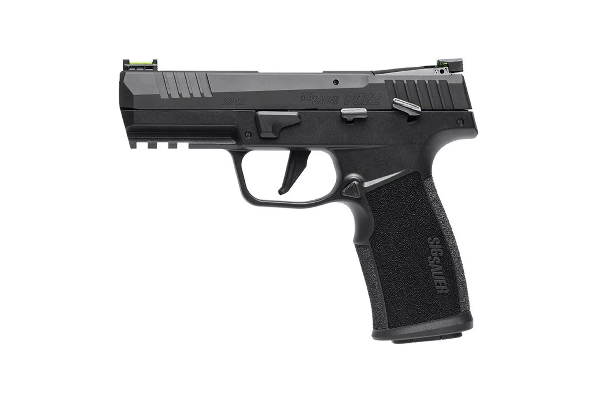 Sig Sauer, P322, Semi, Polymer Frame Pistol, 22 LR, 4″, Black, Adjustable Fiber Optic Sights, Optic Ready, 10 Rounds, 2 Magazines, CA Compliant – 322CBASCA