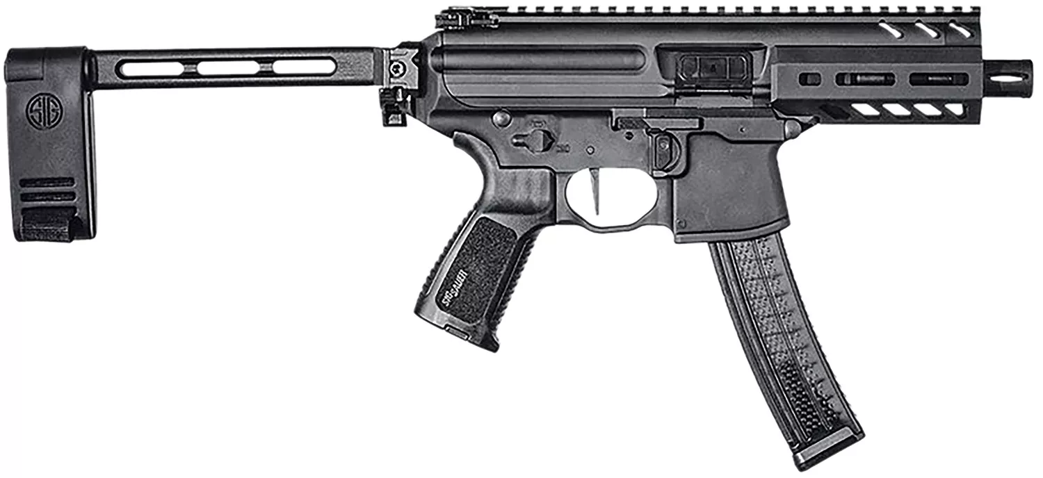 Sig Sauer PMPX4B9 MPX K9mm Luger Caliber with 4.50" Barrel, 30+1 Capacity, Black Hard Coat Anodized Metal Finish, Folding Pivoting Contour Brace Stock & Black Polymer Grip Right Hand