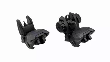 Sniper Tactical Smart Black Polymer Front And Rear Flip Up Iron Sight Combo Set BUIS