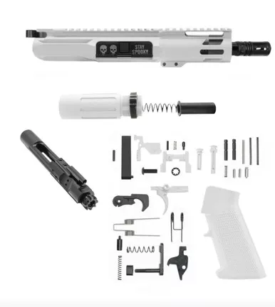 Spooky Micro 5" AR15 Complete Build Kit With Short Buffer System - CEARKOTE White
