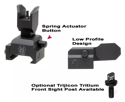 Spring Actuated Flip Up Front Sight For Tactical Forearms