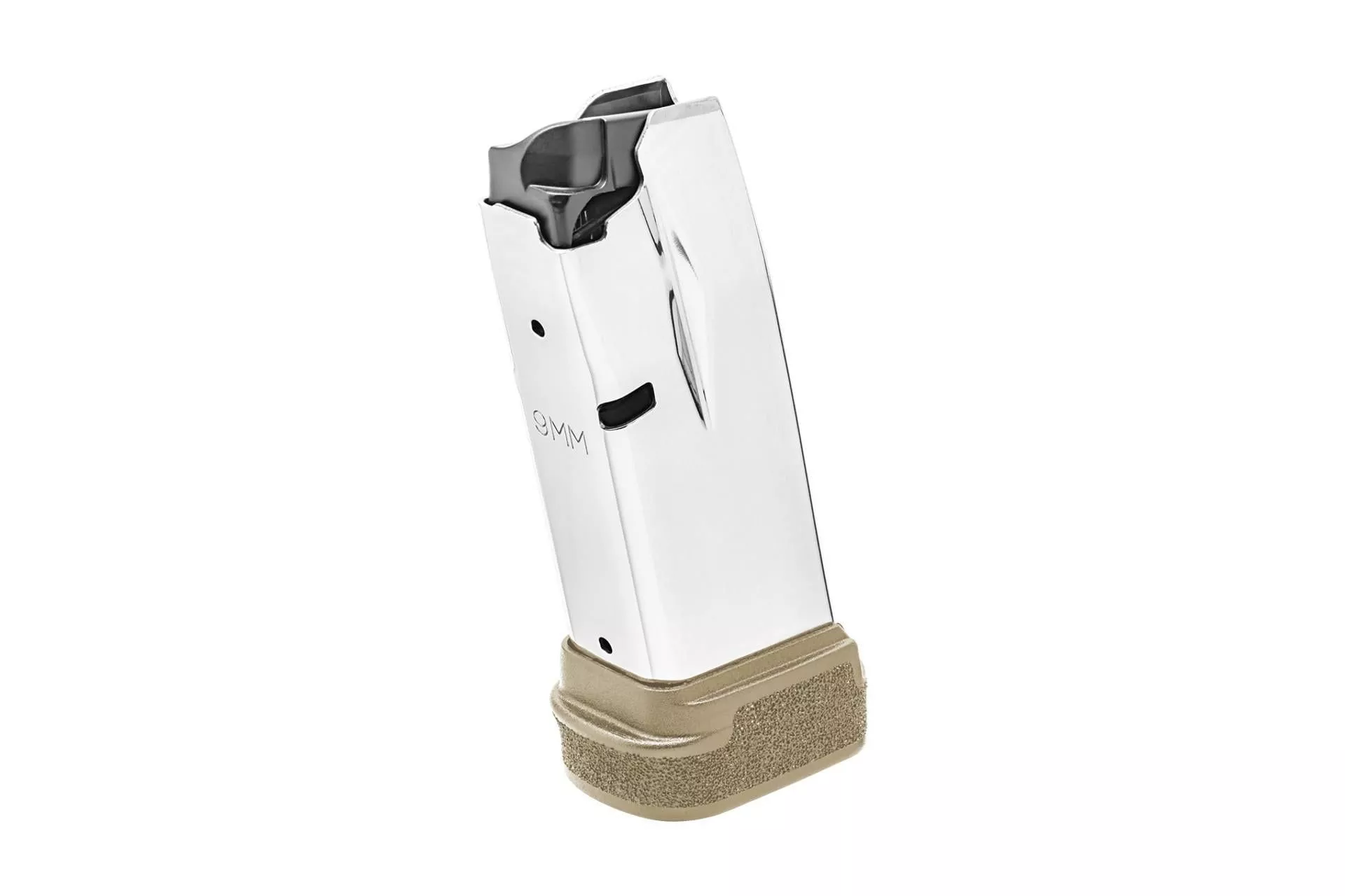 Springfield Armory Hellcat 9mm Luger Springfield Hellcat Magazine 13rd Silver w/Flat Dark Earth Base Stainless Steel Ext – 9mm – HC5913F