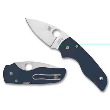 Spyderco Lil Native, Folding Knife, 2.42" Drop Point Blade, CPM SPY27 Blade, 5.89" Overall Length, Compression Lock, Satin Finish, Silver Blade, Blue G-10 Handle C230GPCBL