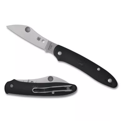 Spyderco ROADIE XL, Folding Knife, 2.74" Sheepsfoot Blade, M398 Blade Steel, 6.51" Overall Length, ClipJoint Lock, Satin Finish, Silver Blade, Black FRN Handle C267BKP