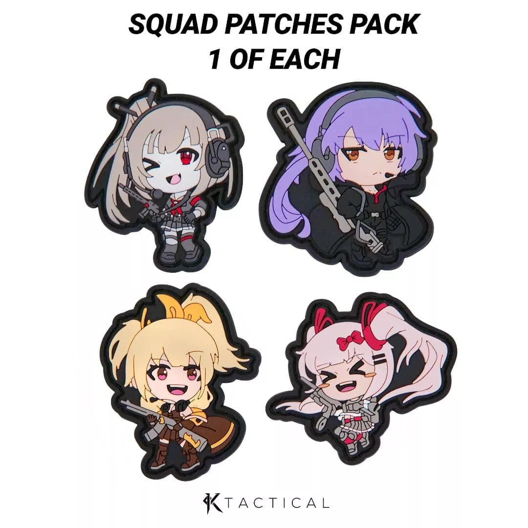 Tactical Anime Girl Waifu Gun Kawaii PVC Patch Hook and Loop (4 PACK)