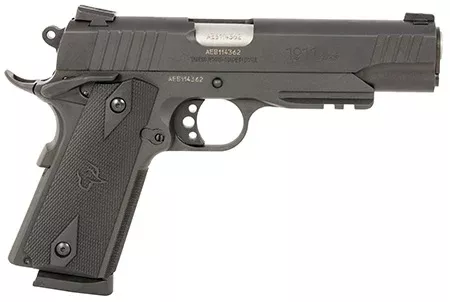 Taurus 1191101B1 1911 Full Size Frame 45 ACP 8+1 5" Matte Stainless Steel Barrel, Matte Black Serrated Steel Slide & Frame w/Beavertail & Picatinny Rail, Black Checkered Polymer Grip, Right Hand