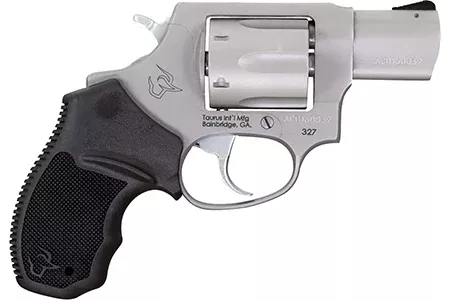 Taurus 232729 327 Small Frame 327 Federal Mag 6rd 2" Matte Stainless Steel Barrel, Cylinder & Frame, Black Finger Groove Rubber Grip, Hammer Safety