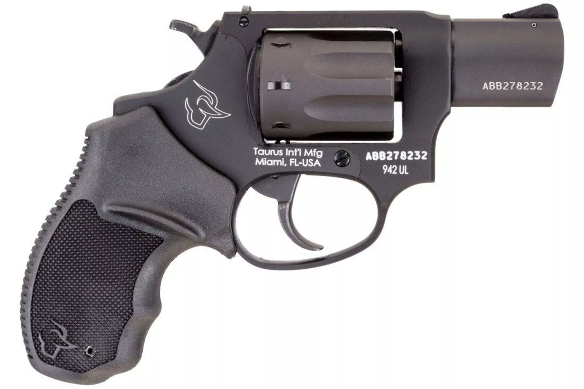 Taurus USA, Model 942, Double Action, Metal Frame Revolver, Small Frame, 22LR, 2″ Barrel, Alloy, Black, Polymer Grips, 8 Rounds 2-942021UL – 2-942021UL