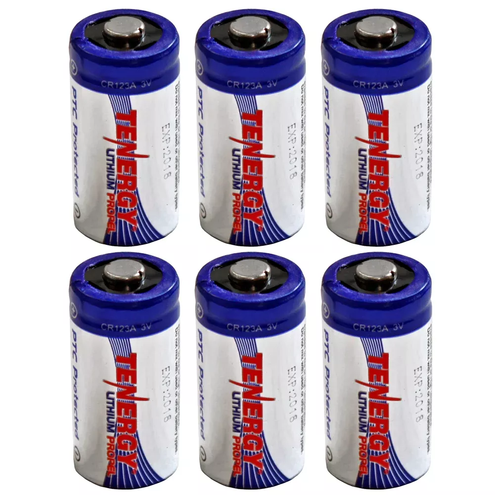 Tenergy High Performance CR123A 3V Lithium Battery - 6 Pack