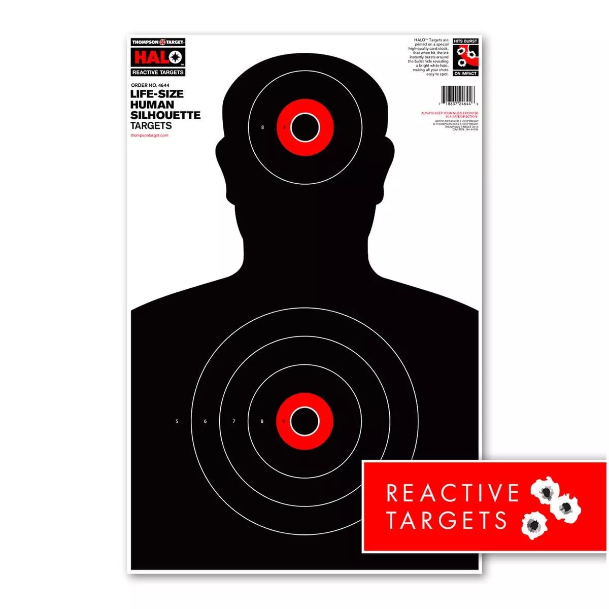 Thompson HALO Life-Size Human Silhouette Reactive Splatter Shooting Targets – 12.5″x19″ – 5 Pack – 4644-5