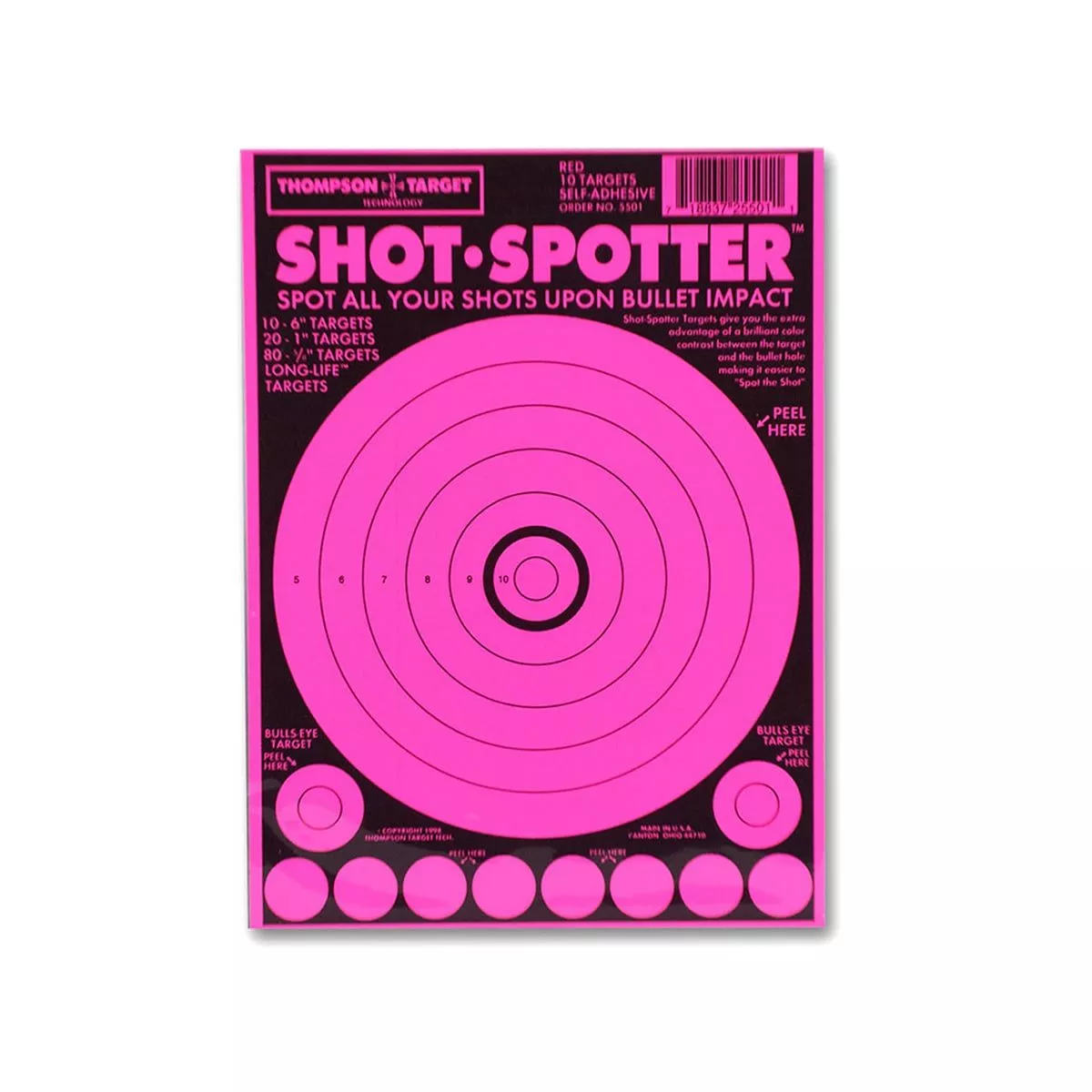 Thompson Shot Spotter Pink – Adhesive Shooting Targets – 6.5″x9″ – 10 Pack – 5501-10