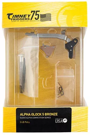 Timney Triggers ALPHAGLOCK5 Alpha Competition 9mm Luger/40 S&W/22 LR, Bronze Straight Trigger, Compatible w/Glock Gen5 & Glock 44