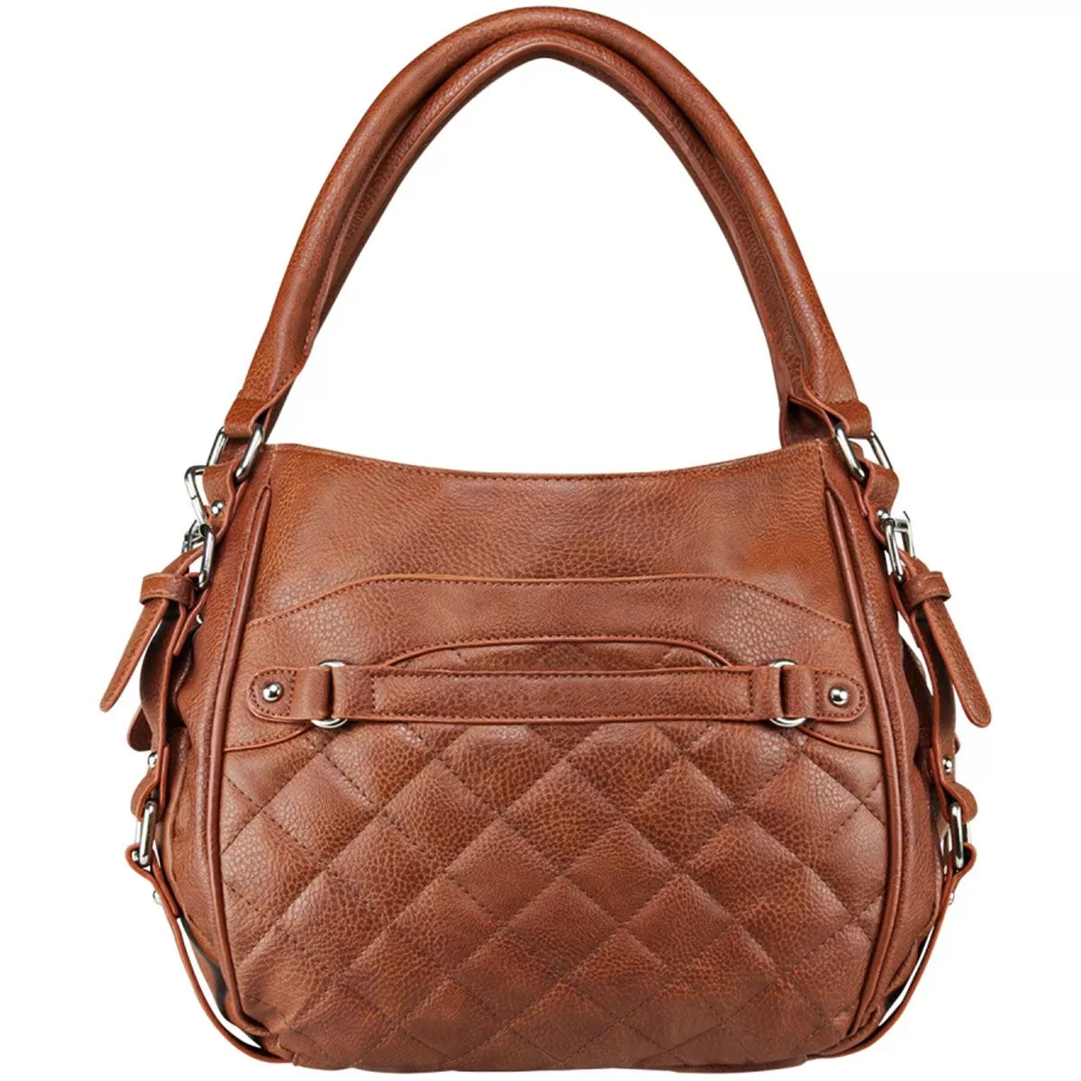 VISM Concealed Carry Quilted Hobo Medium Bag – Brown – BWD003