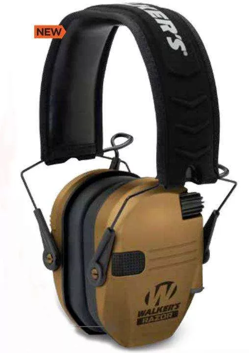 Walker's GWPRSEMBB Razor Slim Electronic Muff 23 dB Over the Head Battle Brown/Black Polymer