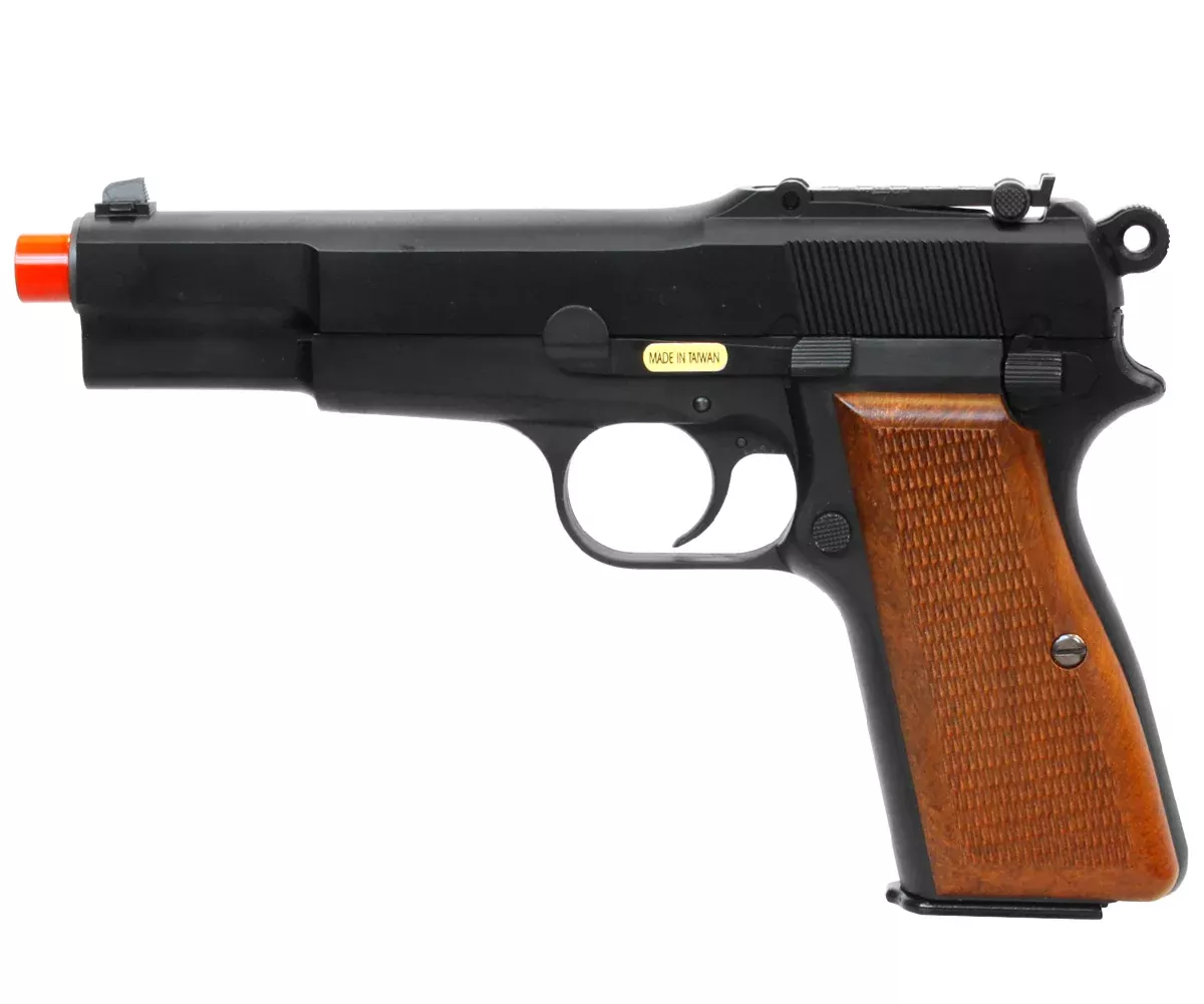 WE TECH Full Metal Browning Hi-Power WWII Gas Blowback Airsoft Pistol - Black