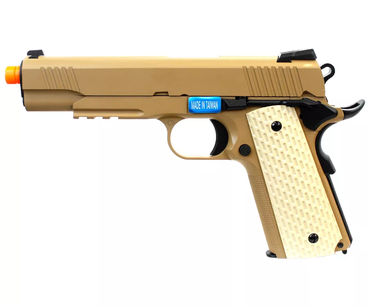 WE TECH Full Metal M1911 Desert Warrior GBB Airsoft Pistol - Tan