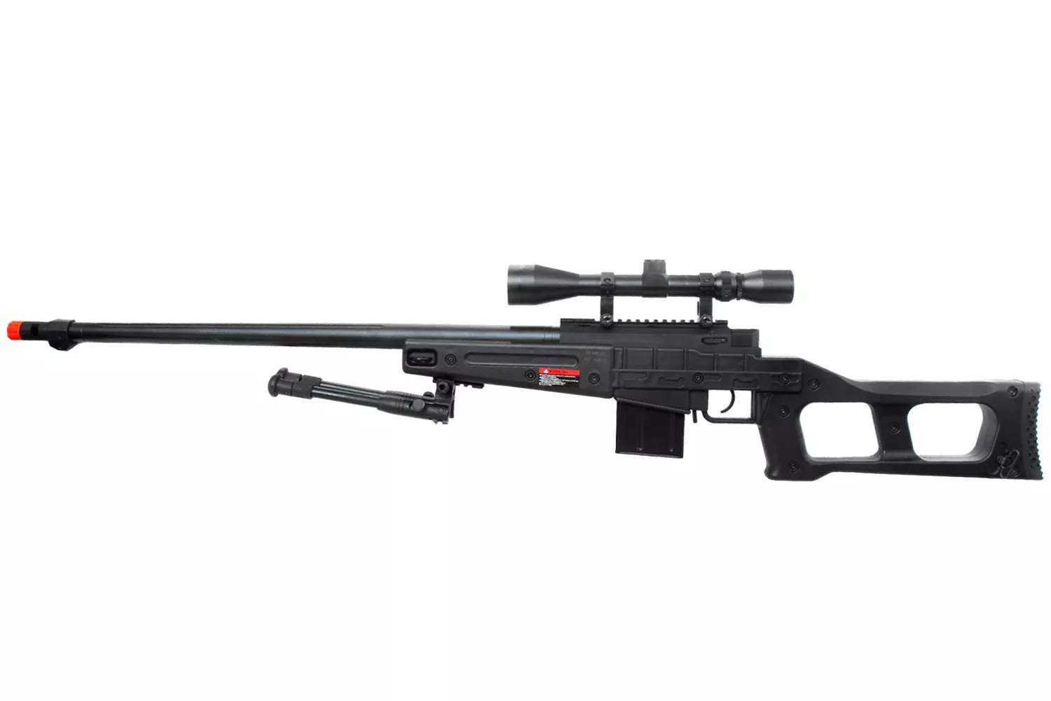 WELL MB4409 Bolt Action Airsoft Sniper Rifle w/ Bipod and Scope - Black