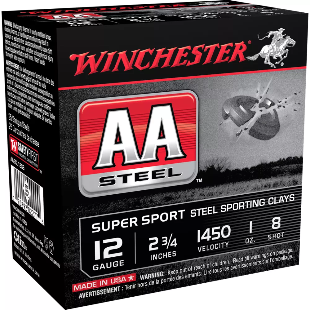 Winchester AA Steel Target Shotshell Ammunition 12ga 2-3/4″ #8 1oz 25/ct