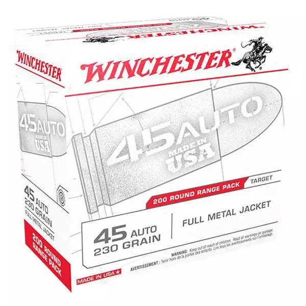 Winchester Ammo USA45W USA Range Pack 45ACP 230gr Full Metal Jacket 200 Per Box/3 Case