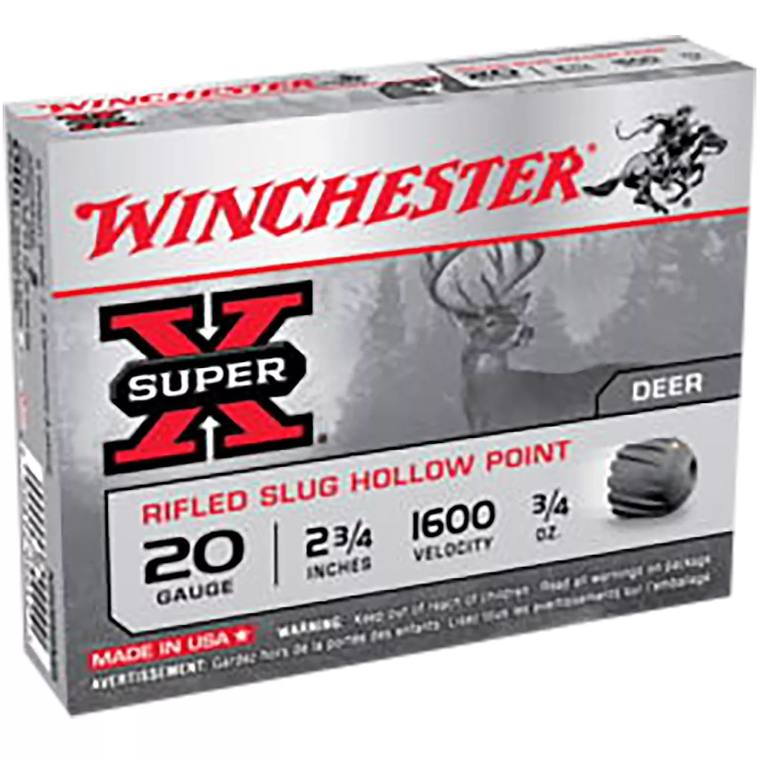 Winchester Ammo X20RSM5VP Super X20Gauge 2.75″ 3/4oz Rifled Slug Shot 15 Per Box/10 Case