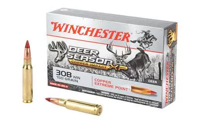 Winchester Ammunition, Deer Season XP, Copper Impact, 308 Win, 150 Grain, Poly Tip, Lead Free, 20 Round Box, California Certified Nonlead Ammunition