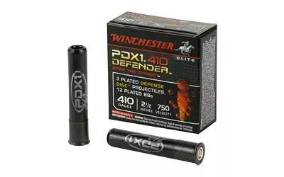Winchester Ammunition, Defender, Supreme Elite, 410 Gauge, 2.5″, Buckshot, 3 Defense, Discs/12 BB Pellets, 10 Round Box